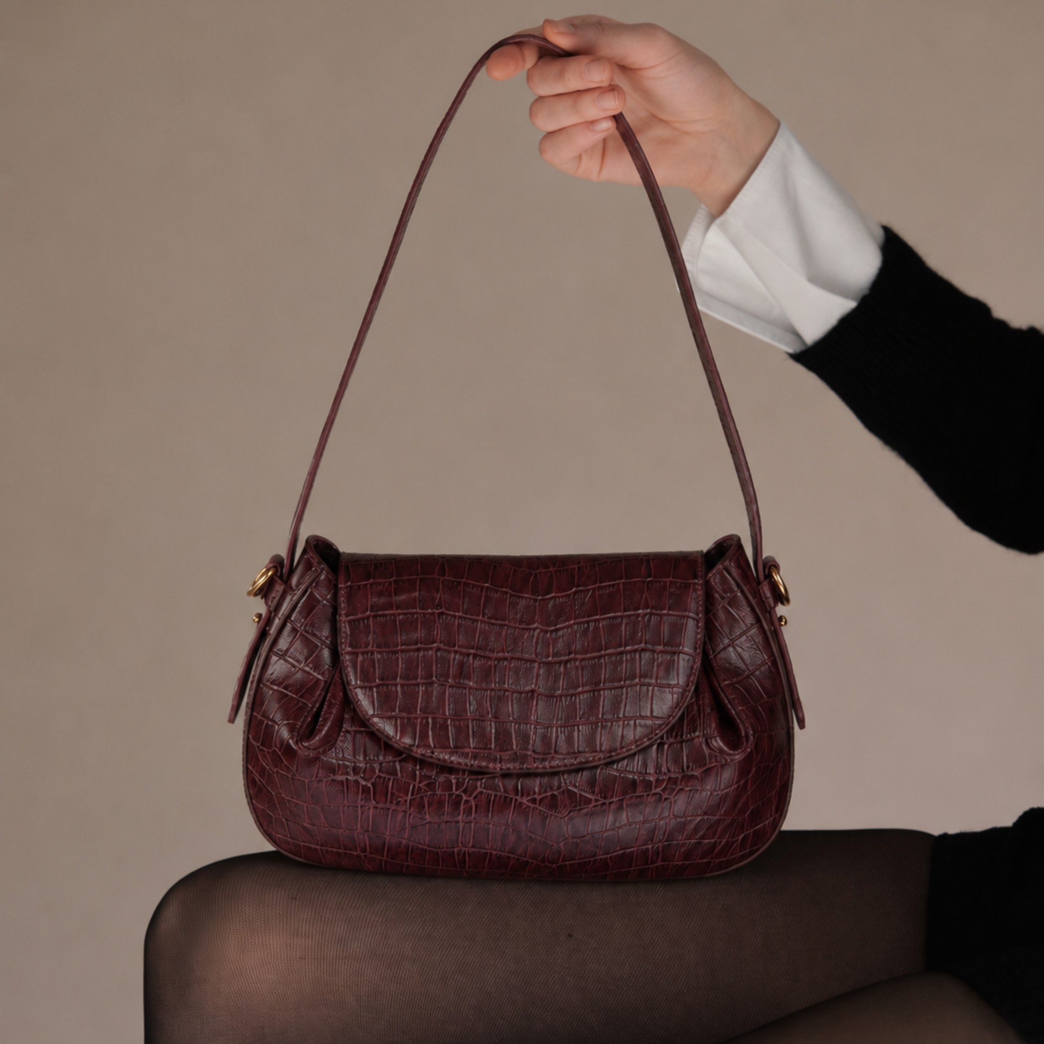 Bolsa Croco Couro Legítimo