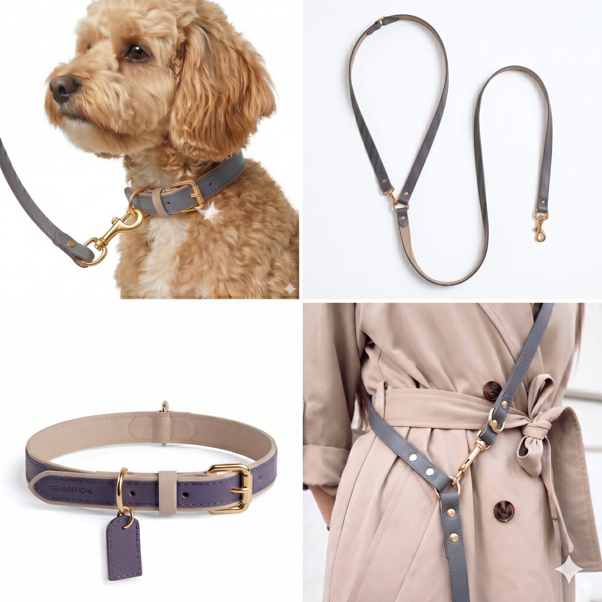 Kit Passeio Livre (Coleira + Guia Crossbody)